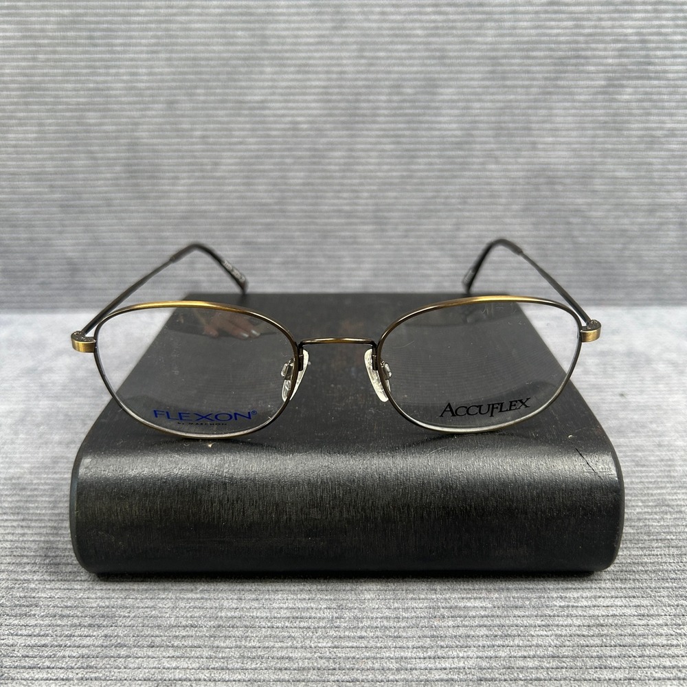 Flexon by Marchon Accuflex Bronze Oval Y2k Eyeglasses Frames Japan 50 19 140